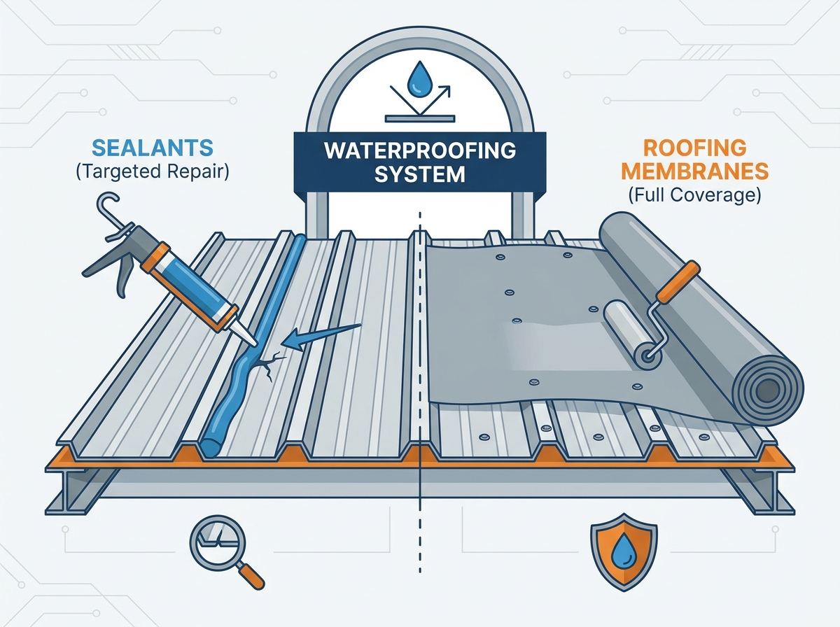 Metal Roof Waterproofing Systems Application