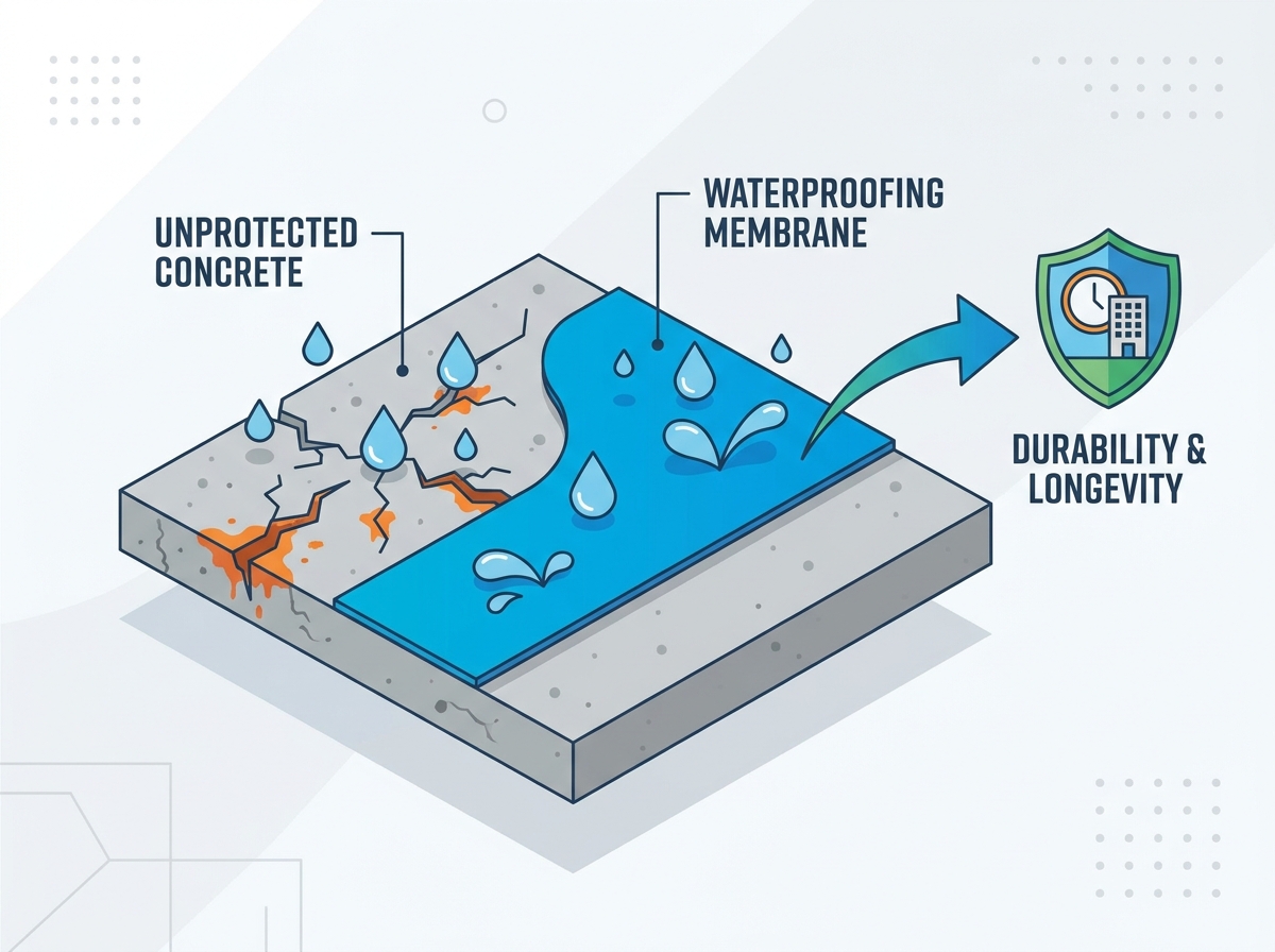 Roof Waterproofing Membranes on Concrete Roof