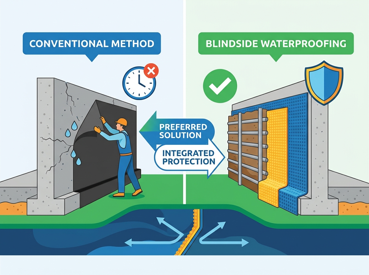Blindside Waterproofing Installation