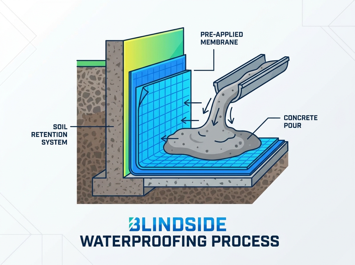 Blindside Waterproofing Installation