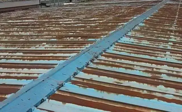 Damaged industrial factory roof